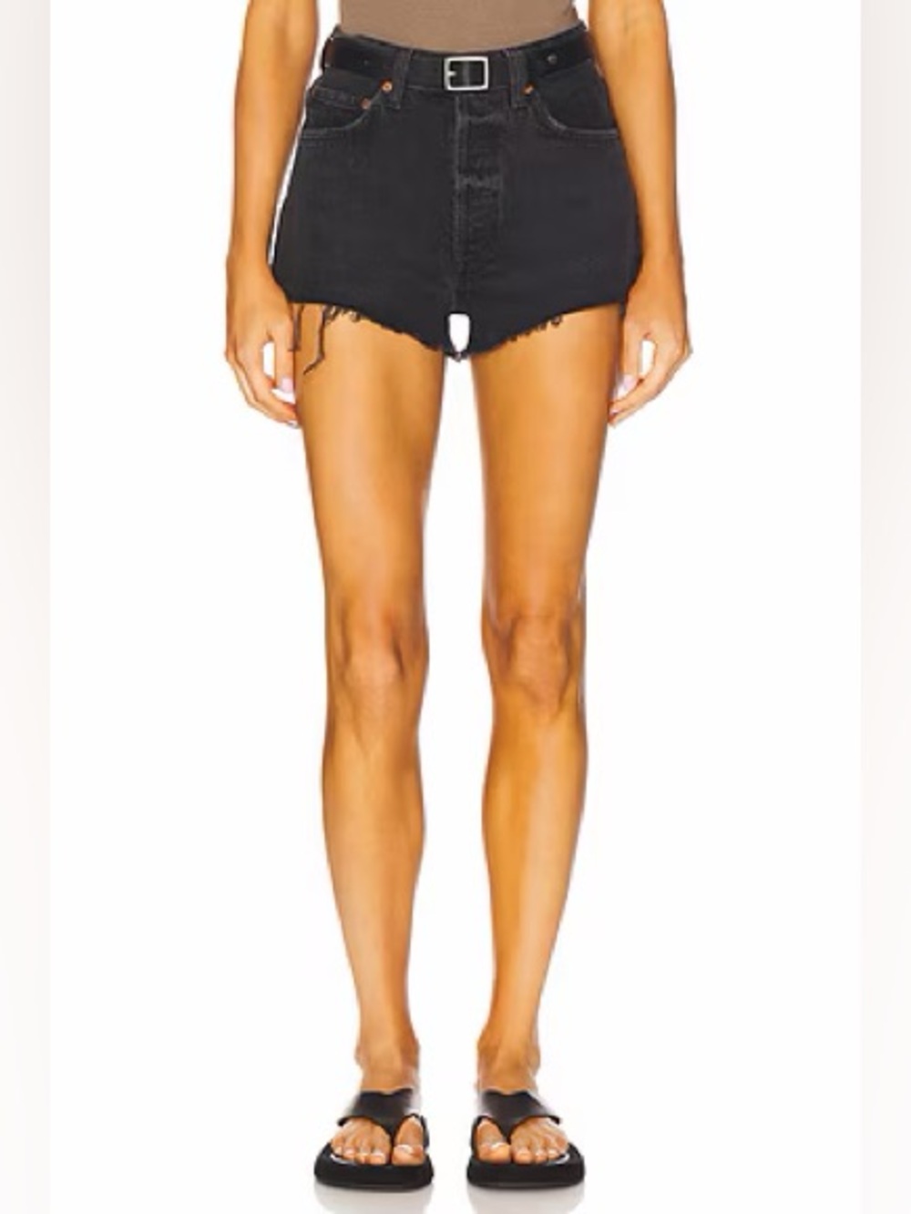 Hudson Gemma Mid Rise Black Denim Shorts Distressed Cutoffs Women’s 27